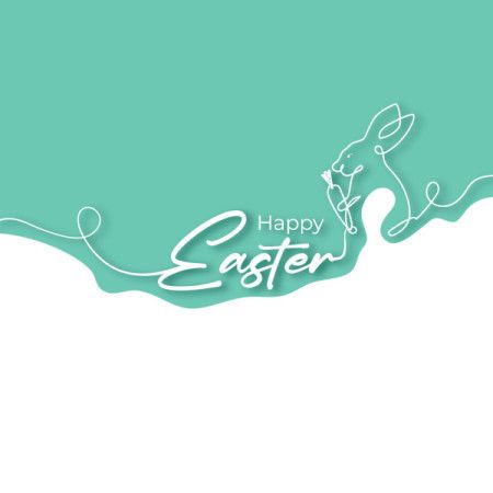 Minimal Happy Easter Banner with Elegant Bunny Line Art