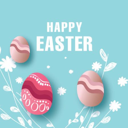 Cute Happy Easter Greeting with Colorful Decorative Eggs