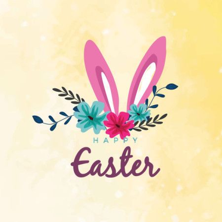 Elegant Easter Greeting with Bunny Ears and Floral Decoration
