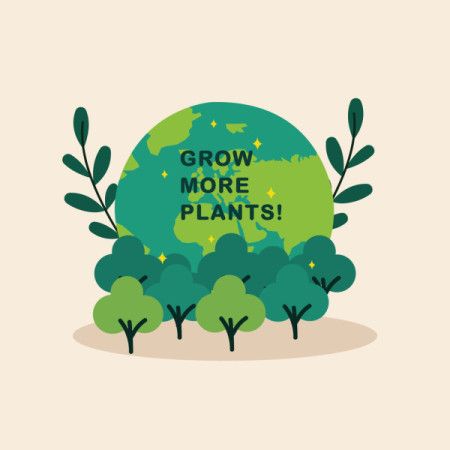 Grow More Plants Concept Illustration with Earth and Trees for Environmental Awareness