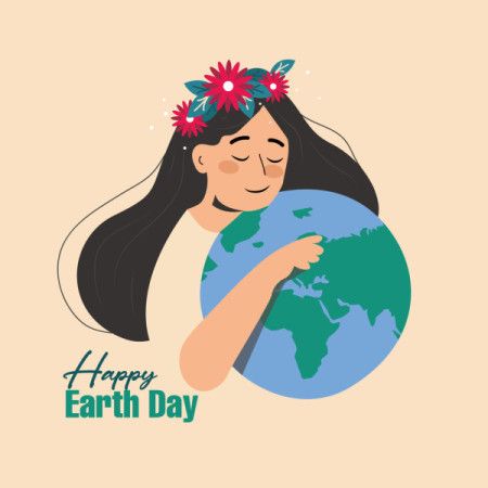 Woman Hugging Earth Illustration for Earth Day with Nature and Love Concept