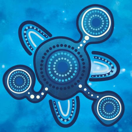 Blue Aboriginal Art Illustration with Dot Design and Connection Concept