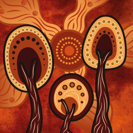 Earth Tone Aboriginal Landscape with Organic Dot Painting Style